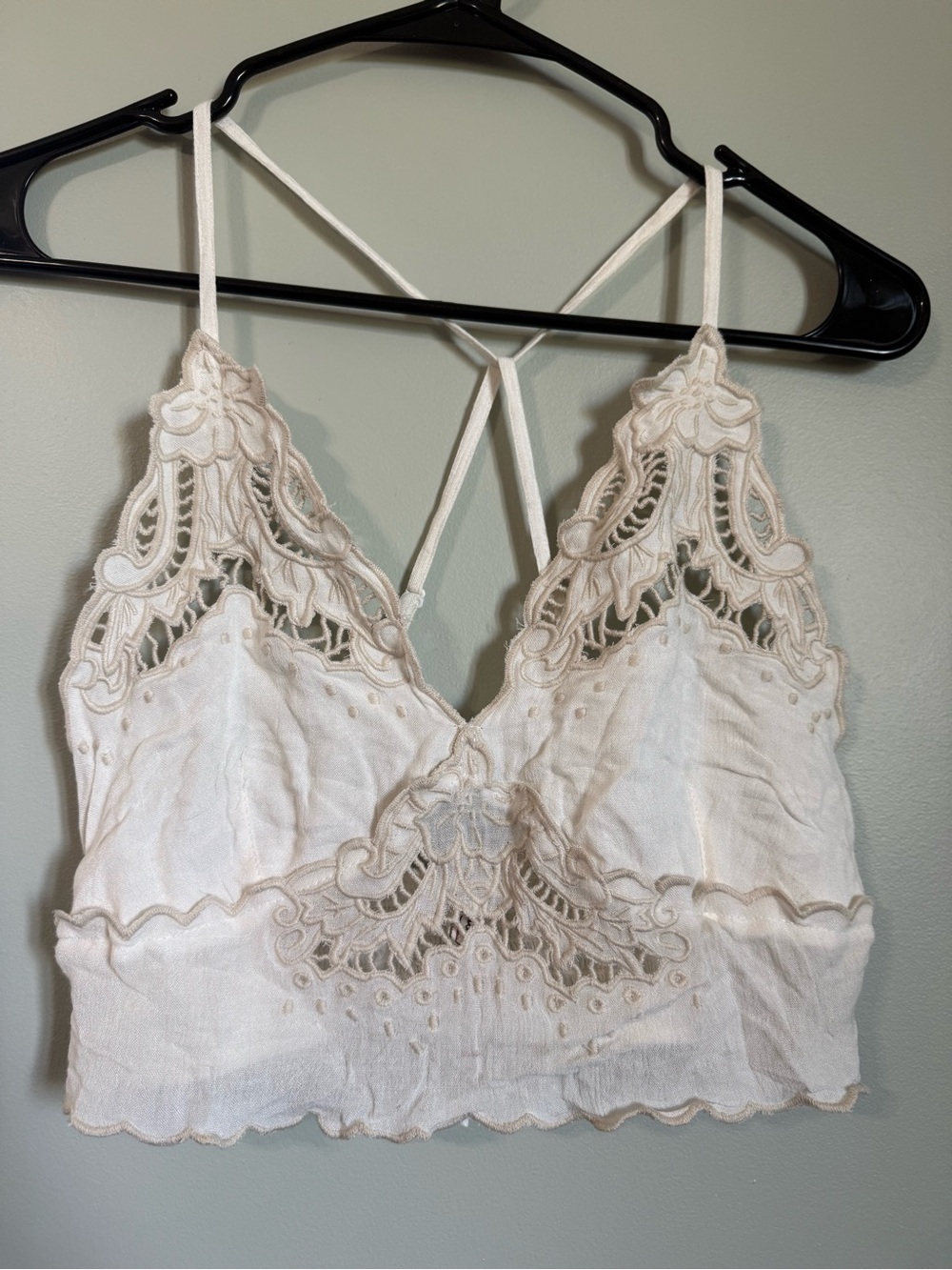 Intimately by Free People Delicate Lace-Trim Ivory Bandeau Bralette